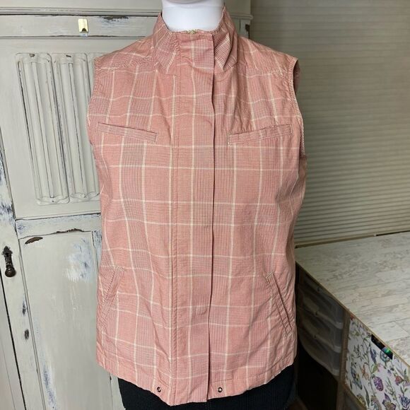 Christopher & Banks Red Cream Plaid Cotton Vest Size Small - Picture 6 of 13